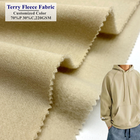 Großhandel Winter-Sweatshirt Warmes Gebürstetes TC 70% Polyester 30% Baumwolle Strick 220gsm French Terry Fleece Hoodie-Stoff