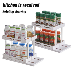 2 Tingkat Menarik Keluar Kabinet Dapur Organizer untuk Rempah-rempah Berputar Rak Bumbu Penyimpanan Pemegang - Product Image 5