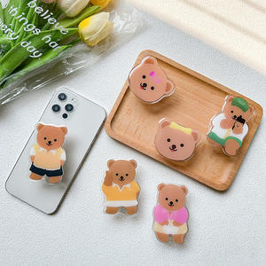 2023 한국어 스타일 귀여운 곰 아크릴 무료 크기 사용자 정의 로고 모바일 액세서리 전화 홀더 소켓 그립 브래킷 스탠드 - Product Image 3