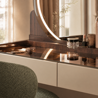 Miroir blanc professionnel moderne avec 3 modes d'éclairage, table de maquillage, design panneau, pour chambre, appartement, hôtel, salon
