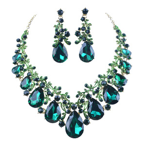 Set di Collana e <span class=keywords><strong>Orecchini</strong></span> di Lusso con Cristalli, Gioielli da Sposa con Strass a Goccia per Feste e Cerimonie - Product Image 3
