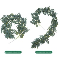 Tanaman Sutra Buatan Bestseller Grosir untuk Dekorasi Pernikahan, Daun Willow, Tanaman Rambat Hijau, Daun Eucalyptus