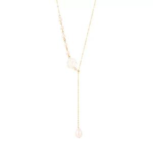 Collier ras du cou rétro français double face avec rose blanche et perle naturelle, chaîne de clavicule à porter deux fois - Product Image 5