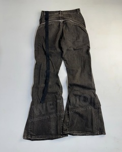 <span class=keywords><strong>Pantalones</strong></span> de mezclilla con cremallera lavados con ácido personalizados, <span class=keywords><strong>pantalones</strong></span> vaqueros acampanados apilados con cera de pierna ancha con corte de plátano <span class=keywords><strong>para</strong></span> <span class=keywords><strong>hombre</strong></span> - Product Image 4