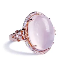Bague en argent sterling avec quartz rose naturel pour femme, homme, cadeau d'amour, perles de cristal 14x10mm, bague réglable, bijoux AAAAA