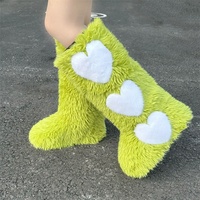 Hiver Femmes Neige Fausse Fourrure Long Boots Warm Plush Platform Knee-high Boot Outdoor Furry Cute Over-the-knee Heart Boots