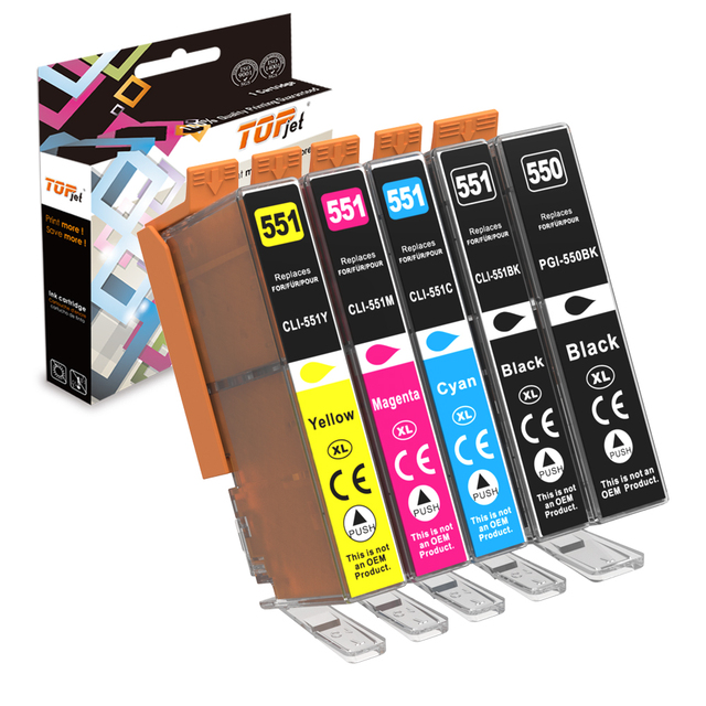 Topjet PGI550 CLI551 PGI 550 CLI 551 PGI550XL Compatible Color Ink Cartridge for Canon PIXMA IX6850 MG5600 Inkjet Printer