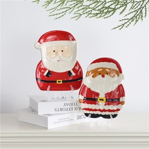 LUYI - Décoration de table festive pour <span class=keywords><strong>les</strong></span> fêtes de Noël, bol à <span class=keywords><strong>biscuits</strong></span> peint à la main de 18 oz, vaisselle en céramique Père Noël, bonbons - Product Image 5