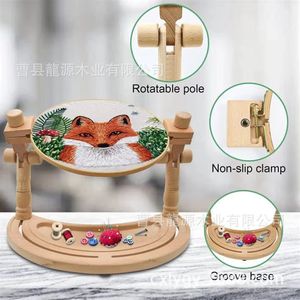 Wooden Embroidery Frame Round Adjustable Cross Stitch <b>Stand</b> Household Craft Tool - Product Image 2