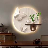 Décoration de salon de style moderne et simple, peinture LED, simulation de plante verte, peinture en grès, décoration murale