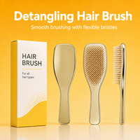 Brosse démêlante professionnelle TL populaire en chrome doré électroplaqué pour soins capillaires, personnalisable avec logo sur mesure