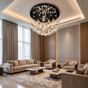 Lampadario a Sospensione in Cristallo di Lusso Moderno a Forma di Foglia per Villa, Sala da Pranzo, Soggiorno, Hotel, Lobby, Decorazione Lounge - Product Image 1