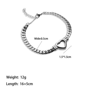Set di Gioielli alla Moda con Collana e Bracciale a Catena Cubana a Cuore, Placcato Oro 18k, in Acciaio Inossidabile, Impermeabile e Anti-Appannamento - Product Image 3
