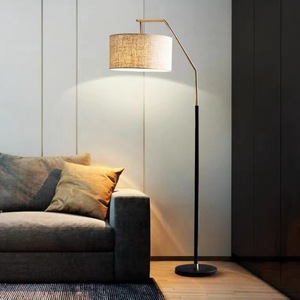 Modern Floor Lamp Beige Fabric Shade Metal Body Adjustable Height <b>LED</b> <b>Light</b> Source For Living Room Bedroom Reading <b>Corner</b> - Product Image 1