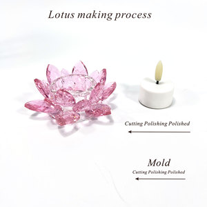 pink Crystal Lotus <strong>Tealight</strong> Candle <strong>Holder</strong> HT-1820 for Home Wedding Valentine's Day Decoration Green Crystal Votive Candlestick - Product Image 4