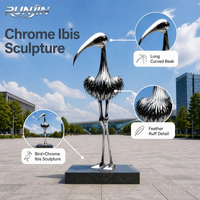Sculpture abstraite de héron ibis en acier inoxydable poli miroir, grande sculpture extérieure pour place publique, paysage, repère, art métallique, fabrication sur mesure