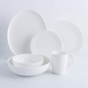 Trắng đặt bữa ăn tối xương Trung Quốc món ăn bữa ăn tối ăn tối salad tấm cá nhân bát cốc có thể làm cho 30-mảnh thiết lập - Product Image 1