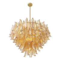 Décoration intérieure, luminaire suspendu en verre de Murano artisanal, moderne et luxueux, doré, pour restaurant, villa, salon, hall d'hôtel