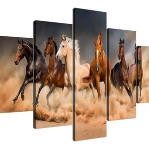 Pintura al Óleo de Animales, Impresión HD de Caballos Corriendo sobre Lienzo, Arte de Pared Grande de 5 Piezas, Precio de Fábrica al por Mayor - Product Image 4