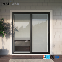Puerta Corredera de Aluminio para Patio Exterior, Puertas Correderas Francesas de Doble Vidrio Templado con Persianas Magnéticas
