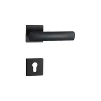 Serrure de poignée de porte en aluminium massif, levier de porte noir, pour  pièce intérieure (noir)