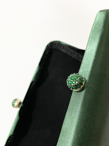 <b>Bell</b> 2025 Luxury Satin Rhinestone Green Fashion Chain Evening Bag Party Metal <b>Box</b> Clutch Ladies Elegant Small High Quality - Product Image 6