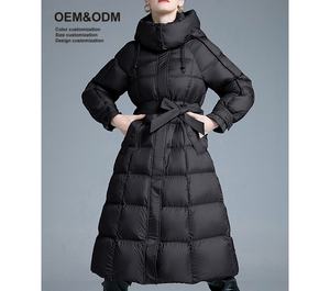 نمط جديد من المألوف فضفاض الدانتيل يصل مقنعين أسفل سترة للنساء ، طويلة سميكة طول الركبة الخبز سترة - Product Image 1