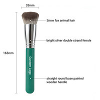Pinceau de maquillage personnalisé à manche en bois, poils de renard des neiges, simple ou double, biseauté, pour fond de teint liquide