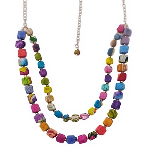 Multilayer Eco Friendly Fabric Beaded Necklace Colorful Ball Shape Unisex Bohemia Style Statement Jewelry - Product Image 4