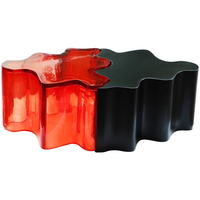 Table basse moderne Puzzle Center, rouge et noire, table d'appoint minimaliste, design ondulé, meubles de salon, table basse en acrylique