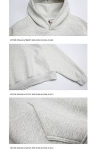 Sudadera con capucha de algodón grueso de corte holgado, estilo French Terry, con hombros caídos personalizados y dobladillo acanalado, para hombre - Product Image 2