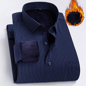 <span class=keywords><strong>Camicia</strong></span> da <span class=keywords><strong>uomo</strong></span> in maglia Casual da lavoro a manica lunga in cotone con collo alto imbottito in pile tinta unita stile formale autunnale - Product Image 1