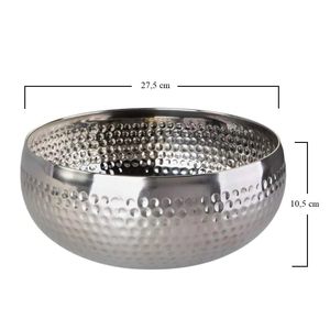 Ciotola Rotonda in Acciaio Inox per Frutta 27,5x10,5 Cm Design Martellato Centrotavola Decorativo - Product Image 2