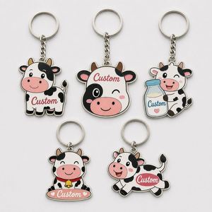 Llaveros Personalizados al por Mayor de Alta Calidad, Llaveros con Colgante de Vaca de Dibujos Animados, Diseño Bonito, Recuerdos Promocionales de Leche - Product Image 1