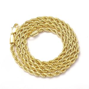 Collar trenzado chapado en oro estilo hip hop con cadena de cuerda para hombres y mujeres - Product Image 5