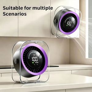 Mini Portable 360 °   Ventilateur silencieux rechargeable par USB à fixation murale ou sur bureau, avec écran LED rotatif, 100 niveaux de vitesse, ultra silencieux - Product Image 2