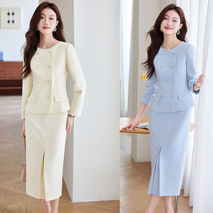 Women's Suit Set Midi Skirt Office Lady Anti-Wrinkle Polyester Fiber 95% Worsted Commuting To Work - Product Image 1