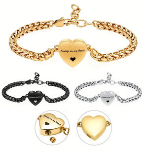 Bracciale cuore urna per le ceneri per le donne degli uomini in acciaio inox cremazione ricordo braccialetto commemorativo per le ceneri umane titolare - Product Image 1