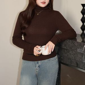 Runqi - Camiseta de Punto Fino para Mujer, Cuello Alto, Manga Larga, Suave, Talla Grande, Estilo Francés, Cuello Semi Alto - Product Image 4