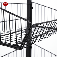 Présentoir commercial à 5 niveaux en fil métallique, chariot à snacks roulant, bacs de présentation empilables pour supermarché