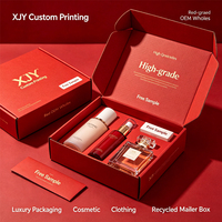 Boîte d'expédition recyclée de luxe XJY personnalisée avec impression rouge OEM, échantillon gratuit, emballage haut de gamme pour cosmétiques et vêtements, avec logo
