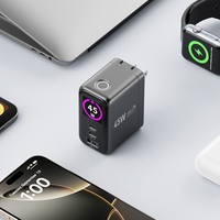 Nouveau chargeur intelligent IA 45W GaN PD3.0 avec affichage de tension OLED pour adaptateurs universels, idéal pour les voyages et les affaires (double usage)