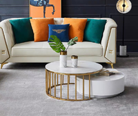 Tables basses design italien en acier inoxydable, ensemble de tables basses modernes pour salon