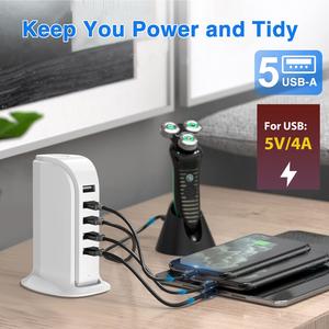 2024 <span class=keywords><strong>nouvelle</strong></span> station de charge électronique de bureau Portable pour multi-appareils tous bloc de chargeur 5 Ports USB cadeau pour les clients avec Logo - Product Image 4