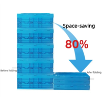 SHUNMEI 600x400x220mm Conteneur pliable écologique et durable, boîte de rangement empilable avec petite porte latérale longue, bleu