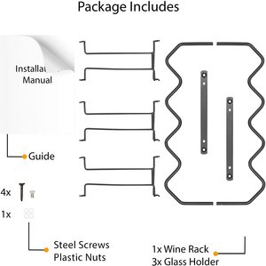 Debajo del Gabinete Estante de vino y Soporte para vasos Organización de cocina con organizador de 4 botellas - Product Image 6