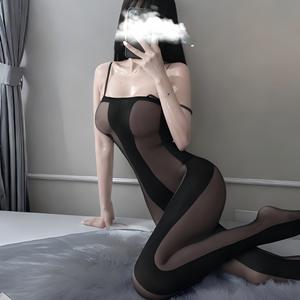 Ziqqu 5092 Sexy Lingerie bas ouvert entrejambe sangle combinaison main-déchirure tentation Transparent Tease tenue respirant tricoté - Product Image 4