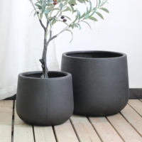 Grands Pots de Jardin Ronds d'Extérieur en Ciment-Fibre de Verre pour Décoration de Jardin