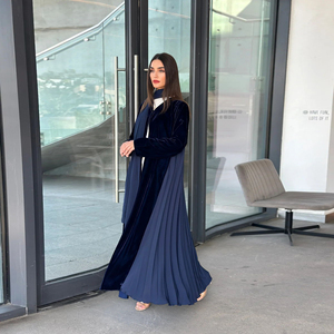 सर्दियों के नए डिजाइन पैचवर्क मखमली लंबी आस्तीन आस्तीन के बाहरी कवर बड़े वस्त्र के साथ बाहरी कवर बड़े वस्त्र खुले हुए - Product Image 1