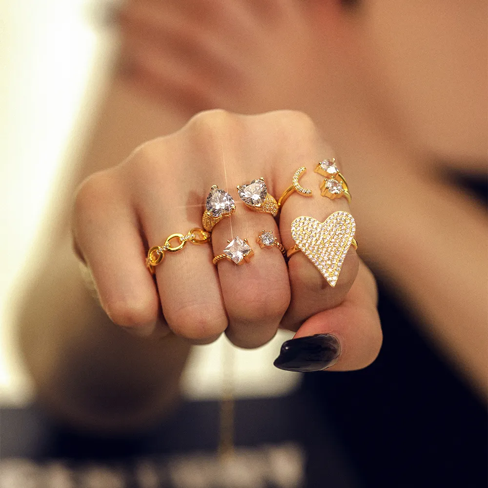 Chinese Style Women Jewelry Finger Ring Face Masks Ring Crystal Rhinestone